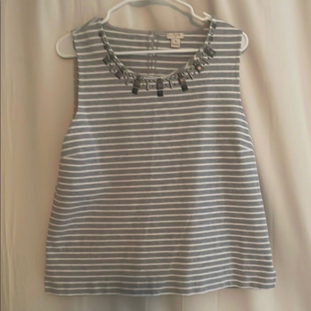 J. Crew Gray Boxy Embellished Tank Top